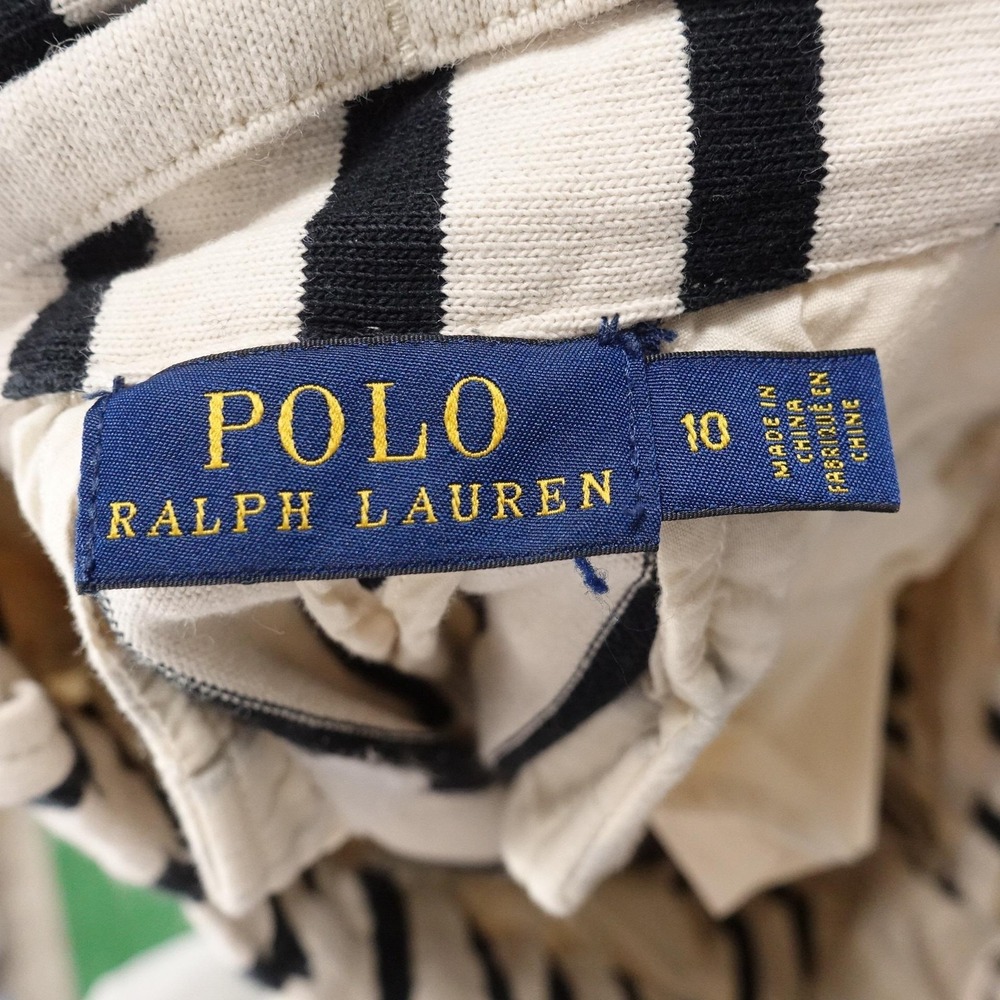 Polo Ralph Lauren Pants Womens 10 White Striped Capri Nautical Pockets 32x23 - Picture 7 of 9